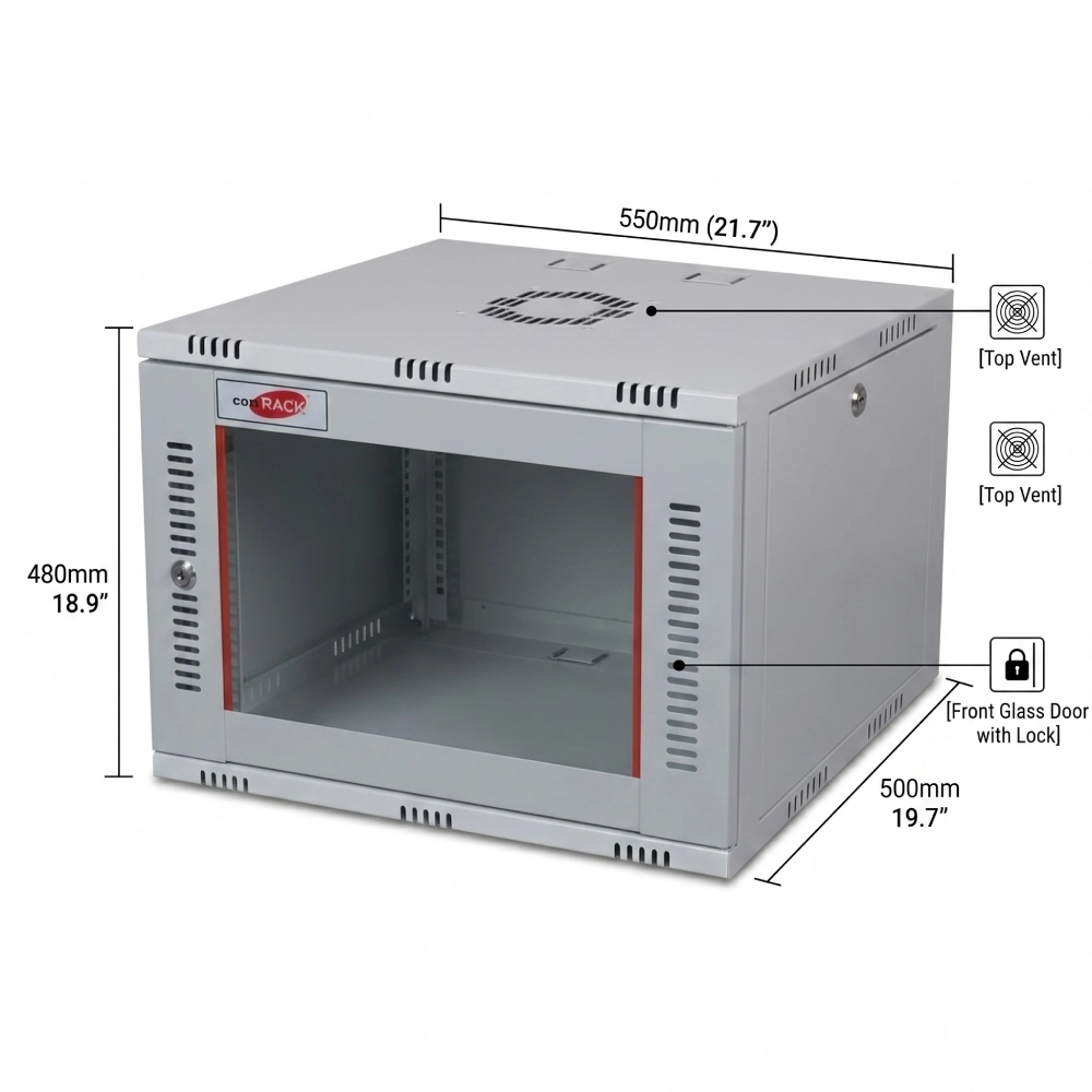 COMRACK 9U 500MM 550×500×480mm (L×D×H)